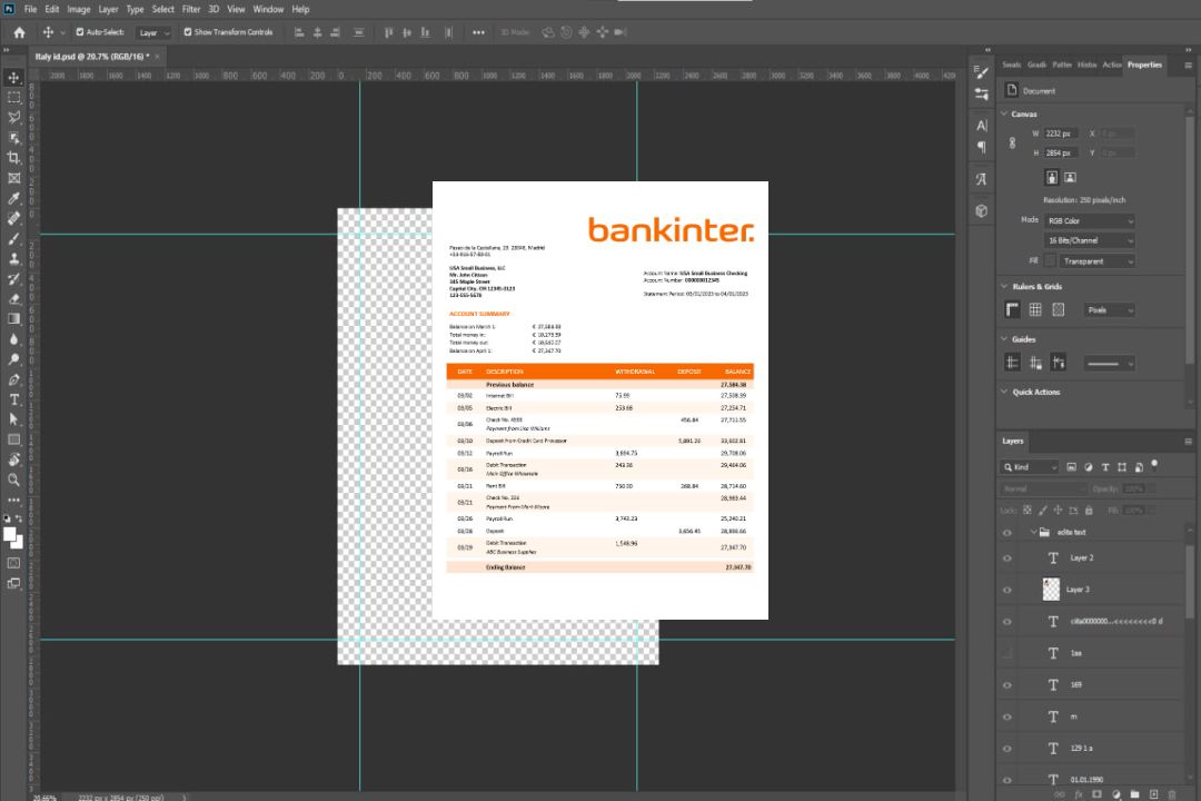 Modèle Word et PDF de relevé d'entreprise Bankinter template Modèle Word et PDF de relevé d'entreprise Bankinter template